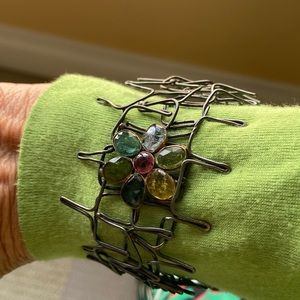 Unusual gem cuff bracelet